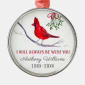赤(鳥)ショウジョウコウカンチョウクリスマストリビュート追悼バードワイン メタルオーナメント (正面)