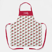 赤(鳥)ショウジョウコウカンチョウクリスマスパタパーソナライズされたーン エプロン (正面)