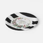 赤（鳥）ショウジョウコウカンチョウクリスマスリースモダンの水色 ペーパープレート (アングル)