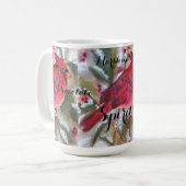 赤(鳥)ショウジョウコウカンチョウバードクリスマス コーヒーマグカップ (正面左)