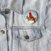 赤(鳥)ショウジョウコウカンチョウバードメリークリスマスボタン 缶バッジ (インサイチュ)