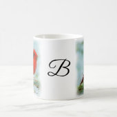 赤(鳥)ショウジョウコウカンチョウプリント パーソナライズされた コーヒーマグカップ (中央)