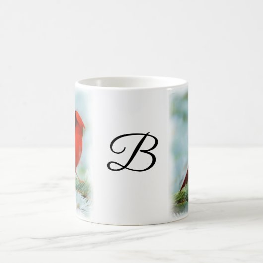 赤(鳥)ショウジョウコウカンチョウプリント パーソナライズされた コーヒーマグカップ (中央)