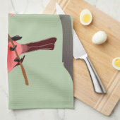 赤(鳥)ショウジョウコウカンチョウ冬の鳥 キッチンタオル (四つ折り)