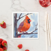 赤（鳥）ショウジョウコウカンチョウ冬水カラー スタンダードカクテルナプキン (インサイチュ)