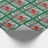 赤（鳥）ショウジョウコウカンチョウ冬(縁ど緑)ラッピング紙 ラッピングペーパー (角)