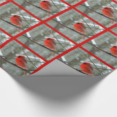 赤（鳥）ショウジョウコウカンチョウ冬（赤）ラッ縁どピング紙 ラッピングペーパー (角)