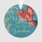 赤（鳥）ショウジョウコウカンチョウ愛おばあちゃんの記念写真 オーナメント (正面)
