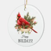 赤(鳥)ショウジョウコウカンチョウ水カラーイラストレーション セラミックオーナメント (左)