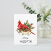 赤（鳥）ショウジョウコウカンチョウ水カラーイラストレーション ポストカード (スタンド正面)