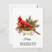 赤（鳥）ショウジョウコウカンチョウ水カラーイラストレーション ポストカード (正面/裏面)