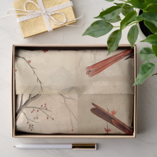 赤(鳥)ショウジョウコウカンチョウ系デザイン1 薄葉紙 (ギフト)