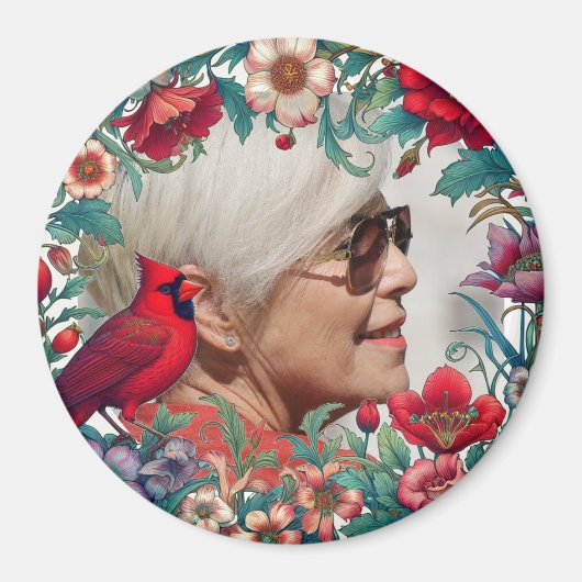 赤(鳥)ショウジョウコウカンチョウ記念記念記念撮影 マグネット (正面)