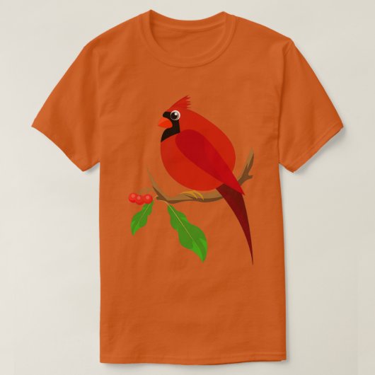 赤(鳥)ショウジョウコウカンチョウ鳥のバードウォッチングバード愛好家 Tシャツ (デザイン正面)