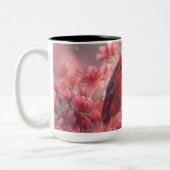 赤(鳥)ショウジョウコウカンチョウ鳥の母の日 ツートーンマグカップ (左)