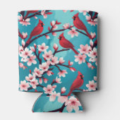 赤(鳥)ショウジョウコウカンチョウ鳥オンさくらんぼ花枝 缶クーラー (裏面)