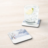 赤（鳥）ショウジョウコウカンチョウ鳥クリスマス雪の木 コースター (右側)