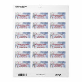 赤（鳥）ショウジョウコウカンチョウ鳥クリスマス雪の木 ラベル (フルシート)