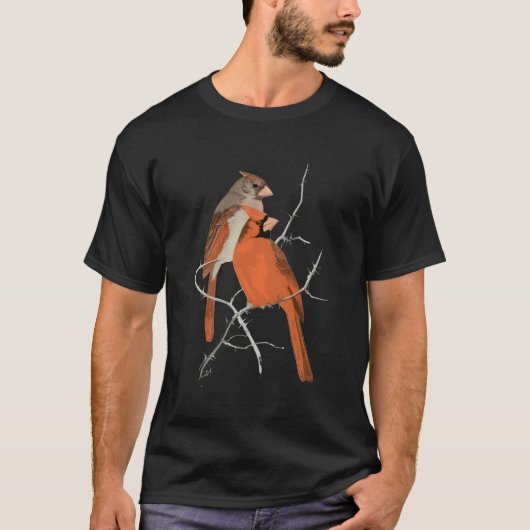 赤（鳥）ショウジョウコウカンチョウ鳥雄（雌） Tシャツ (正面)