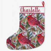 赤（鳥）ショウジョウコウカンチョウ鳥 ラージクリスマスストッキング (裏面)
