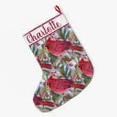 赤（鳥）ショウジョウコウカンチョウ鳥 ラージクリスマスストッキング (裏面 (吊り時))