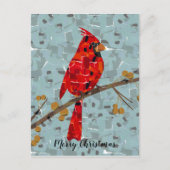 赤(鳥)ショウジョウコウカンチョウ、クリスマスの鳥 シーズンポストカード (正面)