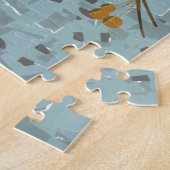 赤(鳥)ショウジョウコウカンチョウ、クリスマスの鳥 ジグソーパズル (側面)