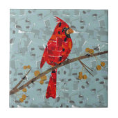 赤(鳥)ショウジョウコウカンチョウ、クリスマスの鳥 タイル (正面)