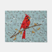 赤(鳥)ショウジョウコウカンチョウ、クリスマスの鳥 ドアマット (正面)