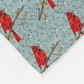 赤（鳥）ショウジョウコウカンチョウ、クリスマスの鳥 フリースブランケット (角)