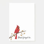 赤(鳥)ショウジョウコウカンチョウ、クリスマスの鳥 ポストイット (正面)