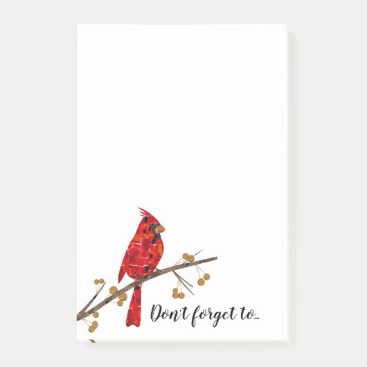 赤(鳥)ショウジョウコウカンチョウ、クリスマスの鳥 ポストイット (正面)
