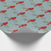 赤(鳥)ショウジョウコウカンチョウ、クリスマスの鳥 ラッピングペーパー (角)