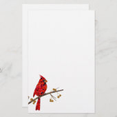 赤（鳥）ショウジョウコウカンチョウ、クリスマスの鳥 便箋 (正面/裏面)