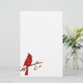 赤（鳥）ショウジョウコウカンチョウ、クリスマスの鳥 便箋 (スタンド正面)