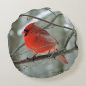 赤(鳥)ショウジョウコウカンチョウ(冬)丸枕 ラウンドクッション (裏面)