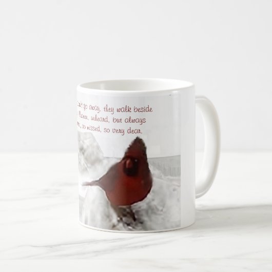 赤(鳥)ショウジョウコウカンチョウ「愛する者は行かない」遠くにマグカップ コーヒーマグカップ (正面右)