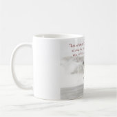 赤(鳥)ショウジョウコウカンチョウ「愛する者は行かない」遠くにマグカップ コーヒーマグカップ (左)