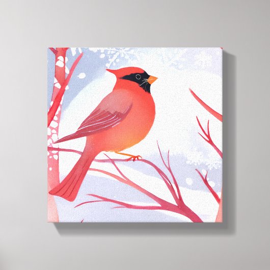 赤（鳥）ショウジョウコウカンチョウ | 美しい水絵を描色 キャンバスプリント (正面)