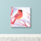 赤（鳥）ショウジョウコウカンチョウ | 美しい水絵を描色 キャンバスプリント (インサイチュ (ウッドフロア))