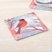 赤（鳥）ショウジョウコウカンチョウ | 美しい水絵を描色 スクエアペーパーコースター (アングル)