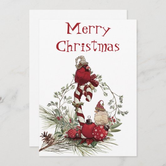 赤（鳥）ショウジョウコウカンチョウ《鳥》アメリカゴガラバードウィンタークリスマス シーズンカード (正面/裏面)