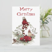 赤(鳥)ショウジョウコウカンチョウ《鳥》アメリカゴガラバードウィンタークリスマス シーズンカード (スタンド正面)