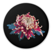 赤・黄日本の菊黒 セラミックノブ (正面)