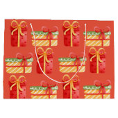 赤、黄色のギフト赤オレンジ大抱き枕 ラージペーパーバッグ (裏面)