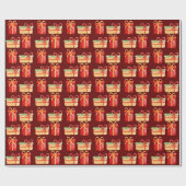 赤、黄色のクリスマスプレゼント濃い赤のラッピング紙 ラッピングペーパー (フラット)