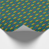 赤、黄色の抽象芸術トライバルオンティール（緑がかった色）ラッピング紙 ラッピングペーパー (角)