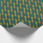 赤、黄色の抽象芸術トライバルオンティール（緑がかった色）ラッピング紙 ラッピングペーパー (角)