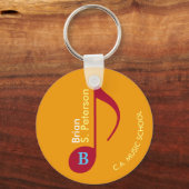 赤（黄色）のミュージカルノート（名前あり） キーホルダー (正面)