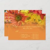 赤、黄色、オレンジ色のデイジーの花RSVP 結婚's 出欠カード (正面/裏面)